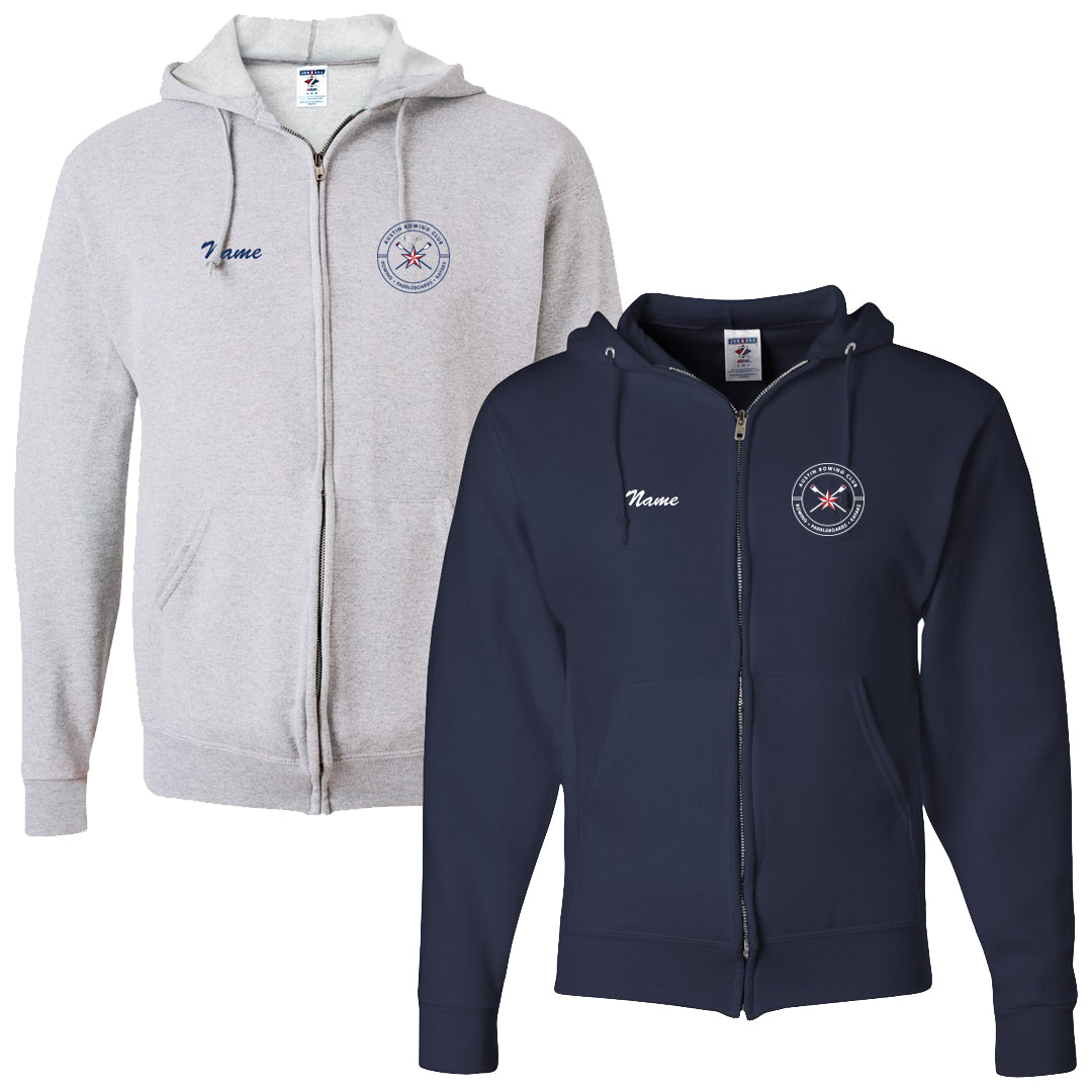 50/50 Hooded Austin Rowing Club Full Zipper Sweatshirt (New Logo)