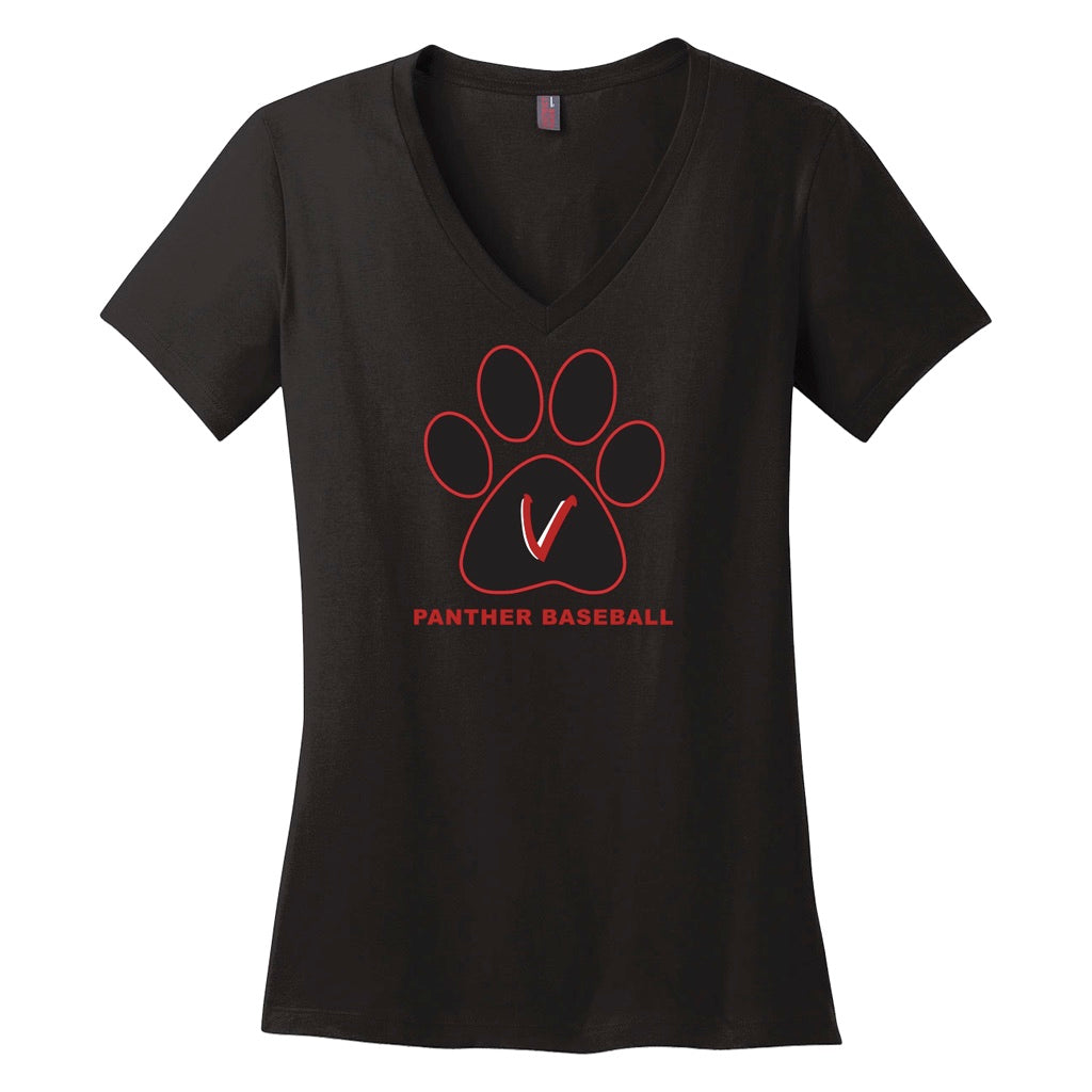 Vista Baseball Women's Paw Print V-Neck Tee