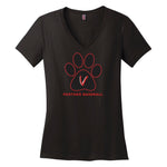 Vista Baseball Women's Paw Print V-Neck Tee