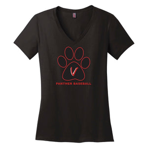 Vista Baseball Women's Paw Print V-Neck Tee