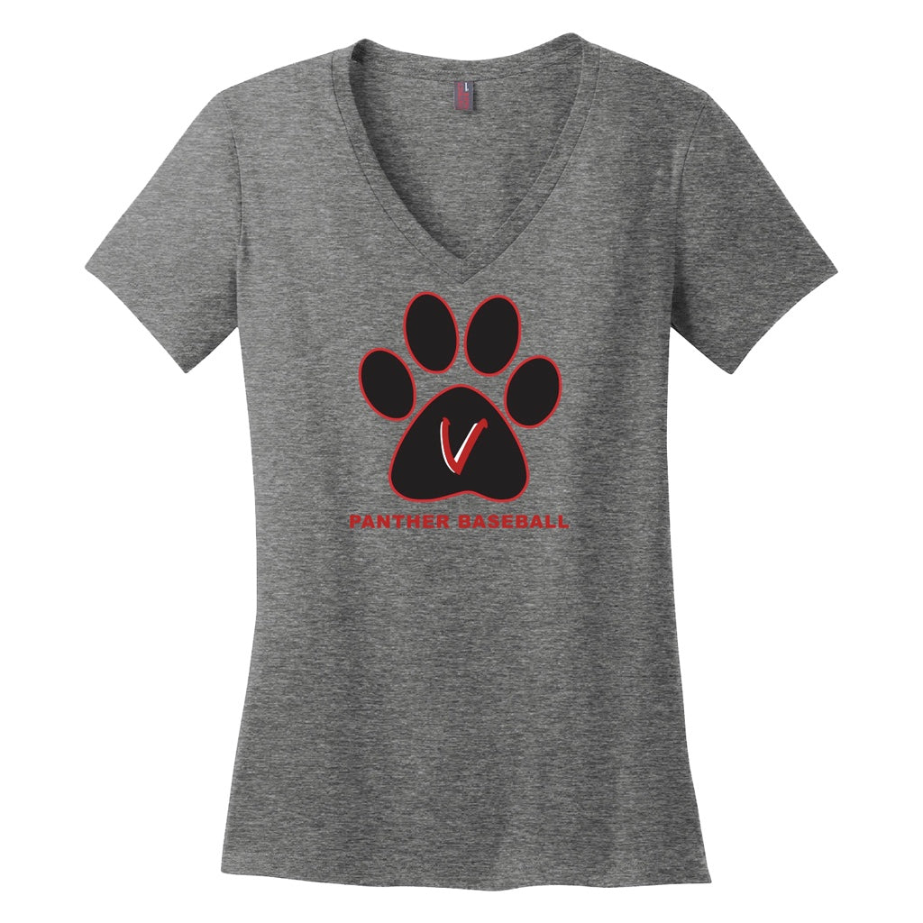 Vista Baseball Women's Paw Print V-Neck Tee