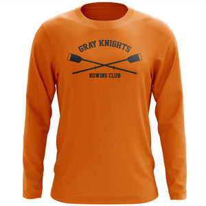Custom Gray Knights Rowing Club Long Sleeve Cotton T-Shirt