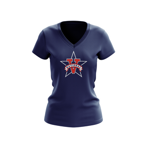 Womens V-Neck 100% Cotton Vista National Little League Team Spirit T-Shirt
